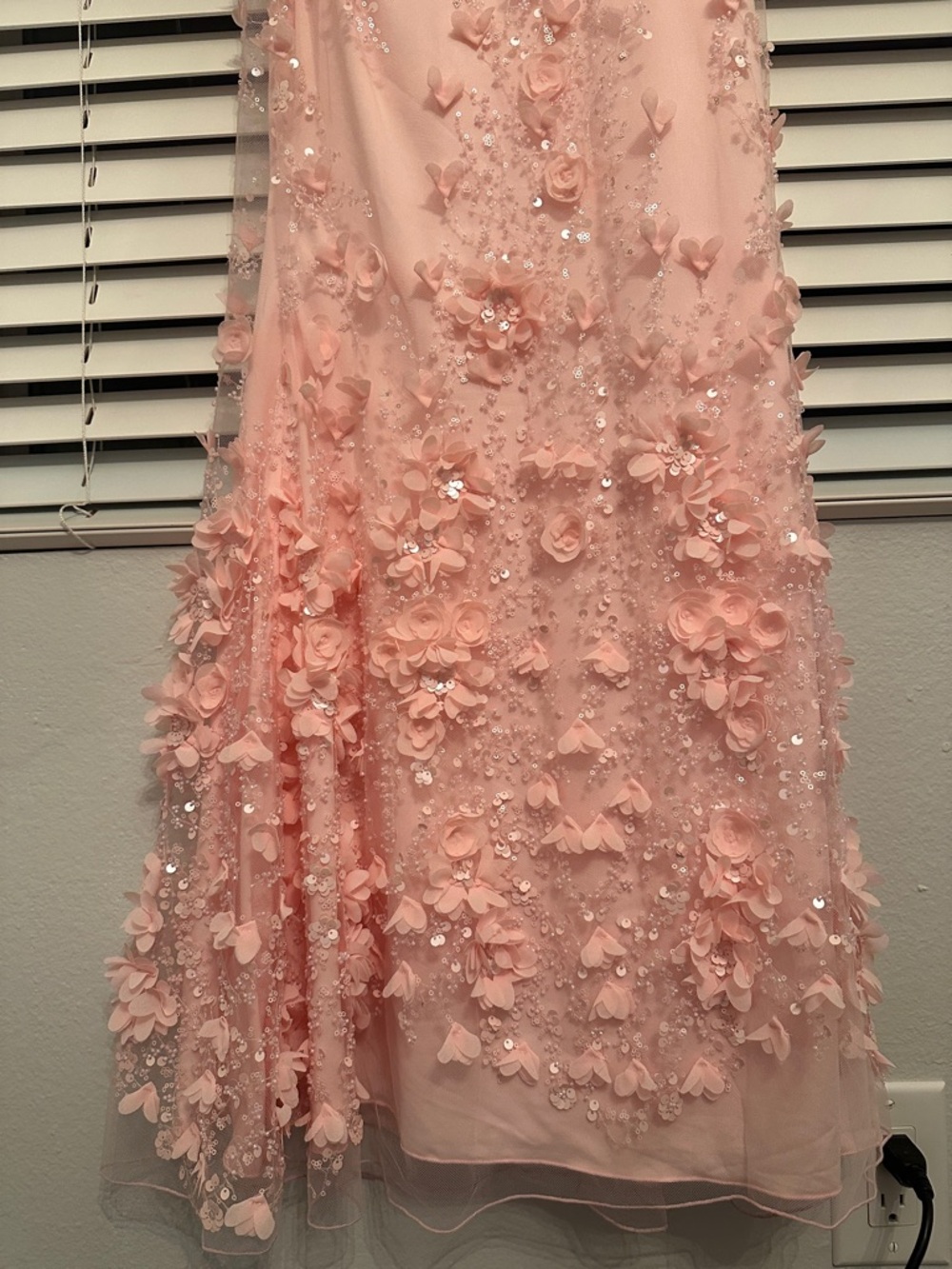 Oh Polly Blush Pink Floral Appliqué Maxi Dress - Picture 4 of 6